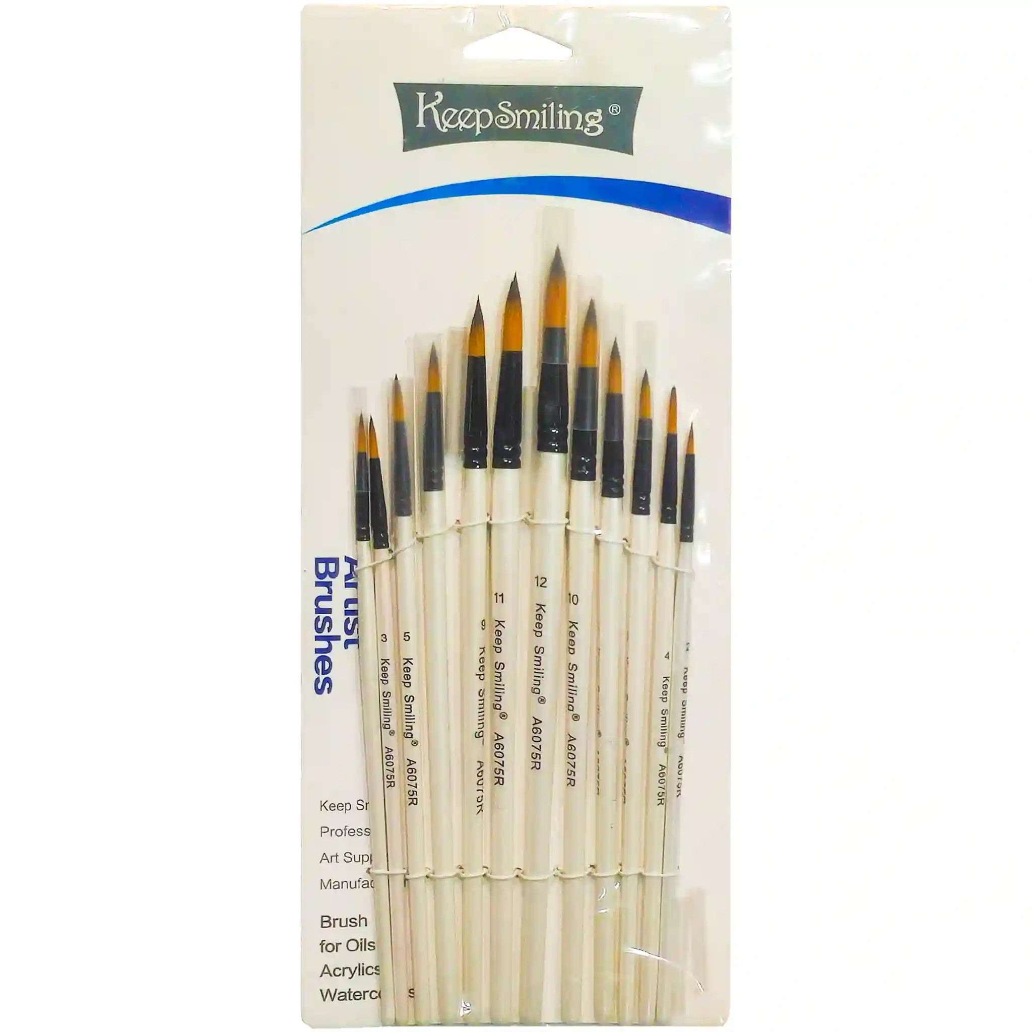 Keep Smiling A6075R 12Pcs Drawing Paint Brush Set - Saleemi Book Depot 