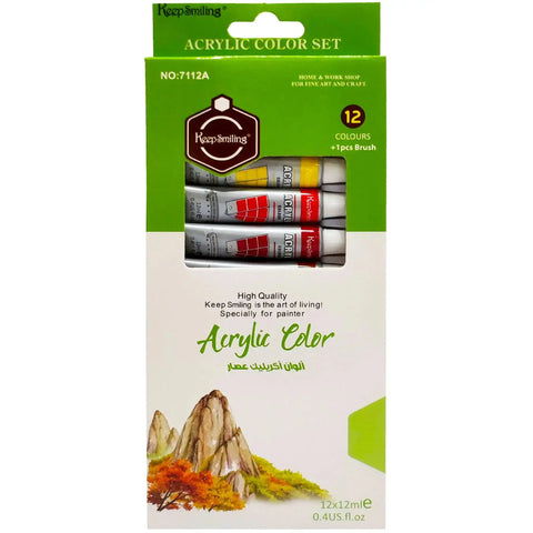 Keep Smiling Acrylic Colours 12pcs Pack 12ml Tube - Saleemi Book Depot in pakistan