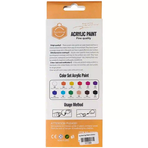 Keep Smiling Acrylic Colours 12pcs Pack 6ml Tube - Saleemi Book Depot 