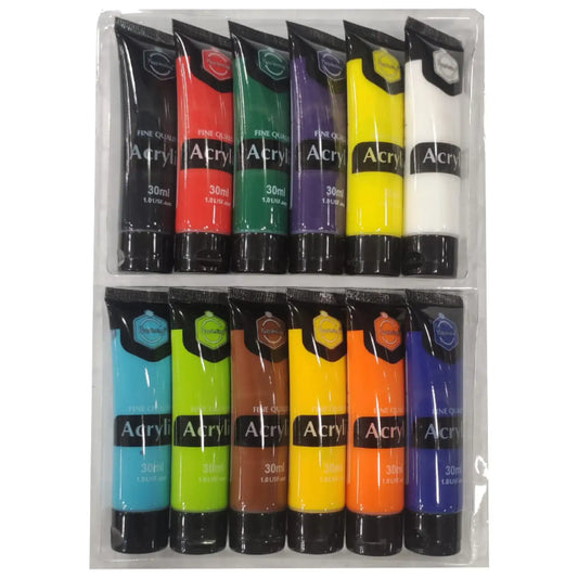 Keep Smiling Acrylic Paint Set 12Pcs x30ml - Saleemi Book Depot in pakistan