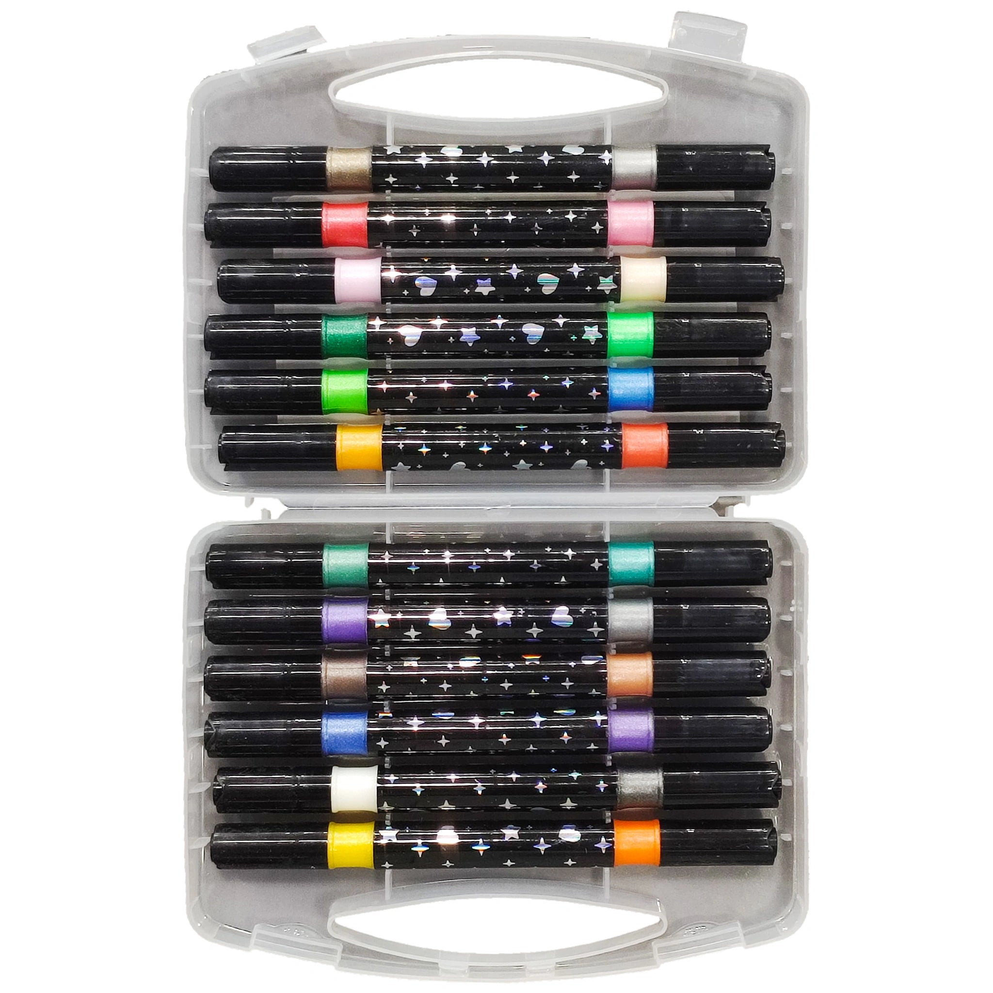Keep Smiling Glitter Dual Tip Markers 12PCS 24 Colors GTM12 - Saleemi Book Depot 