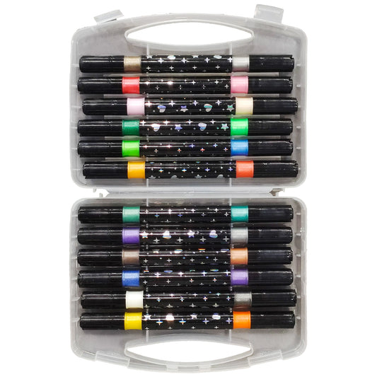 Keep Smiling Glitter Dual Tip Markers 12PCS 24 Colors GTM12 - Saleemi Book Depot 