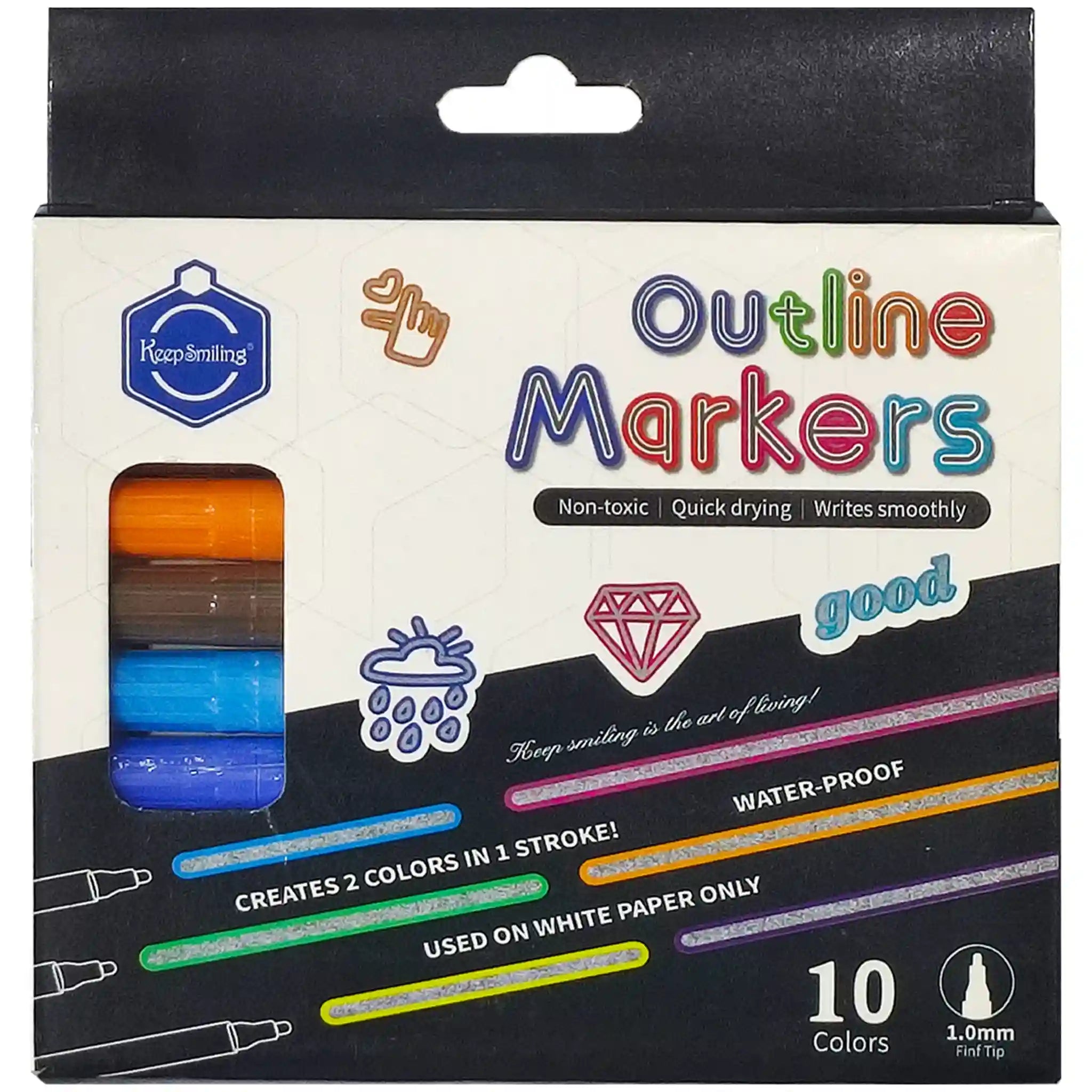 Keep Smiling Outline Markers LBK 0001 10PCS