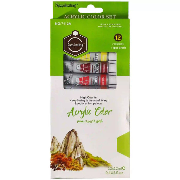 Keep Smiling Acrylic Colours 12pcs Pack 12ml Tube