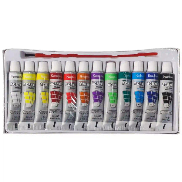 Keep Smiling Acrylic Colours 12pcs Pack 12ml Tube