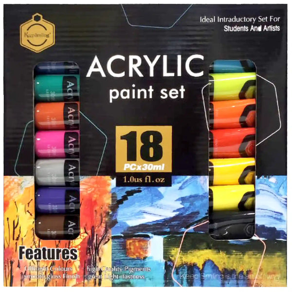 Keep Smiling Acrylic Paint Set 18Pcs x30ml