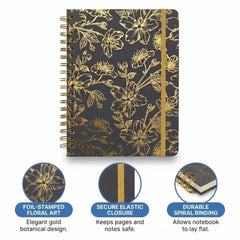 Large Notebook Gold Floral