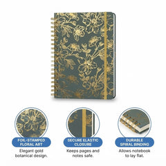 Large Notebook Gold Floral