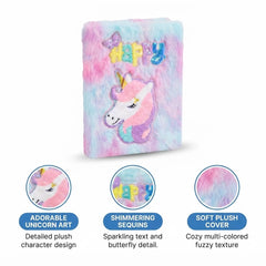 Large Unicorn Fur Textured Diary For Girls