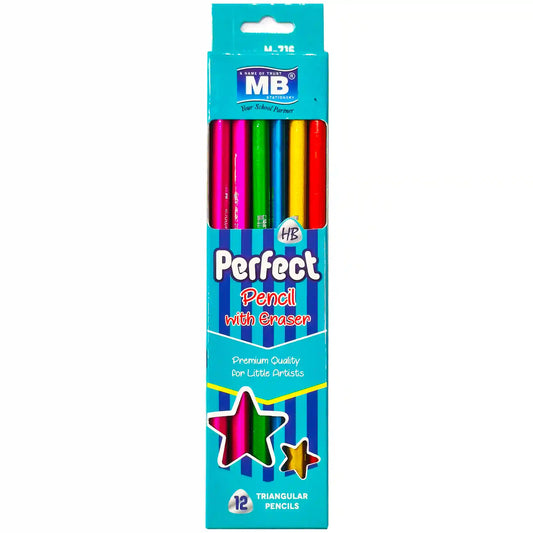 MB Perfect triangular Lead Pencil With Eraser M716 - Saleemi Book Depot 