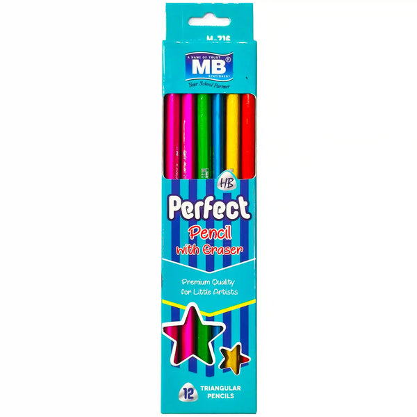 MB Perfect triangular Lead Pencil With Eraser M716 - Saleemi Book Depot 