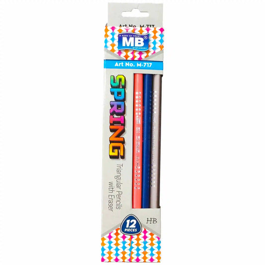 MB Spring Triangular Pencil With Eraser M717 - Saleemi Book Depot 