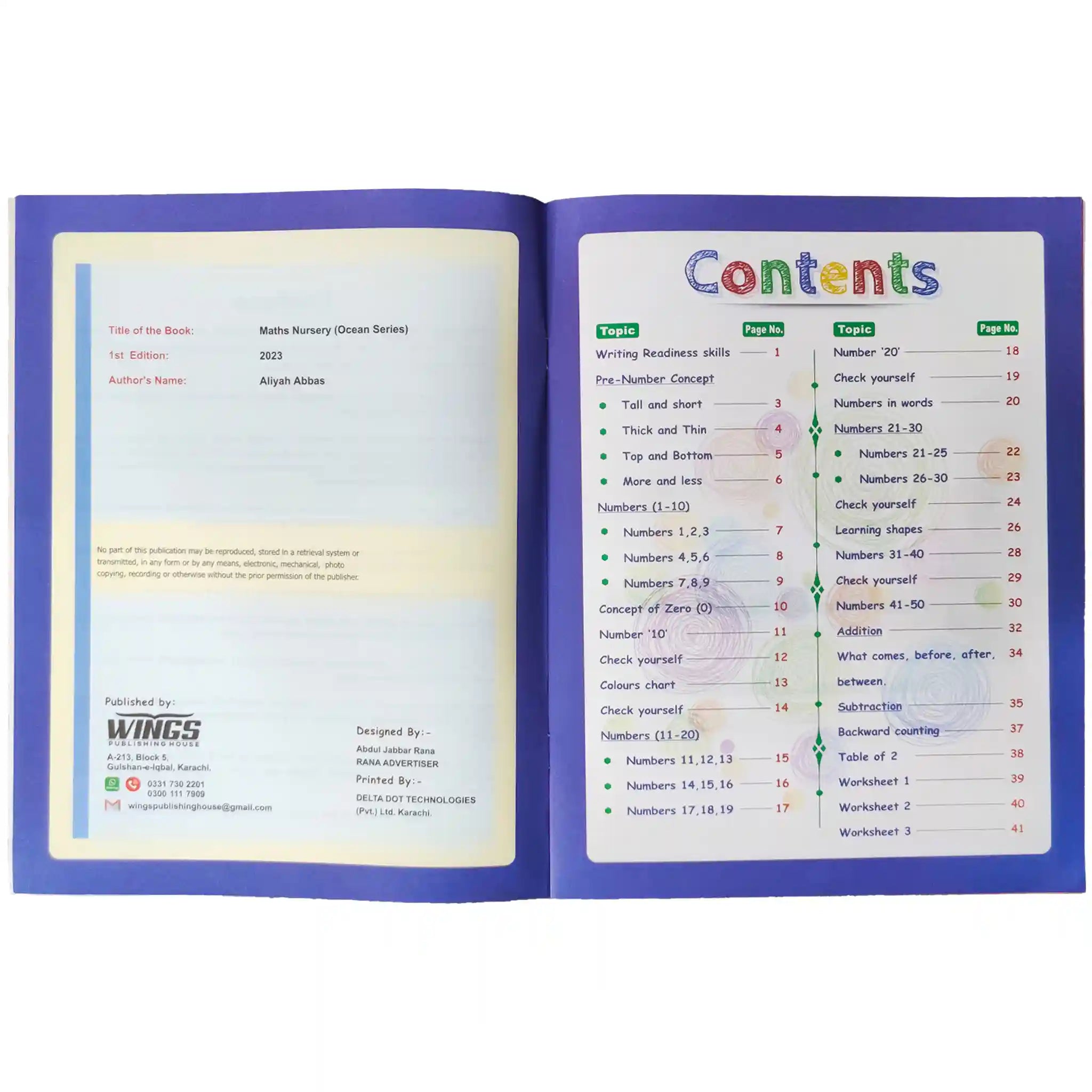 Maths Nursery Ocean Series Wings Publisher - Saleemi Book Depot in pakistan