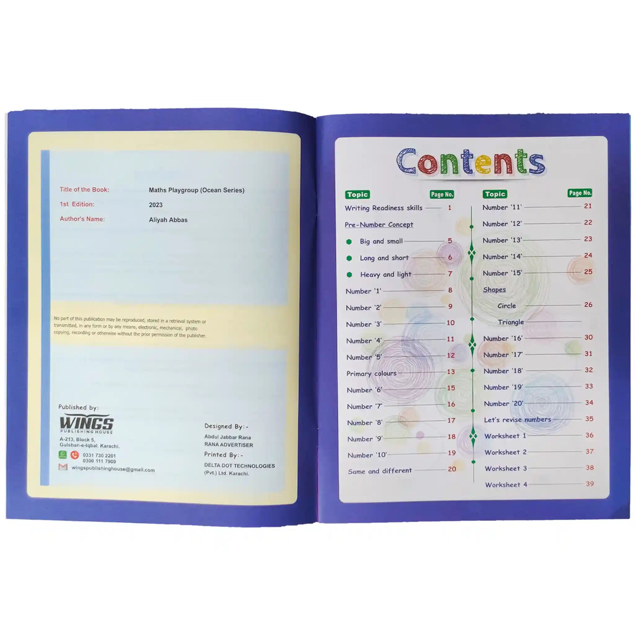 Maths Playgroup Ocean Series Wings Publisher - Saleemi Book Depot in pakistan
