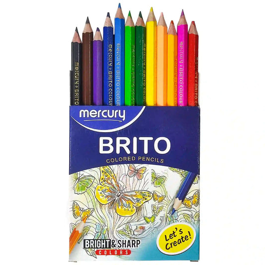 Mercury 12 Colour Pencil Brito Half Card 2550 Piece - Saleemi Book Depot 