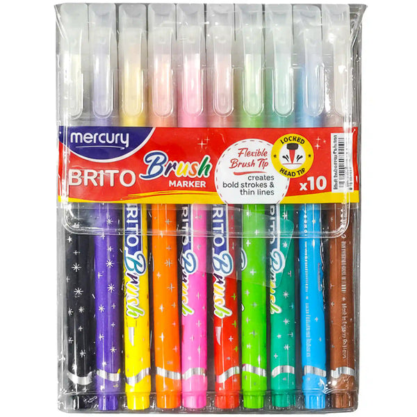 Mercury Brito Brush Markers Set 10Pcs