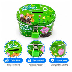 Mini Oval Metal Lockable Money Box for Kids