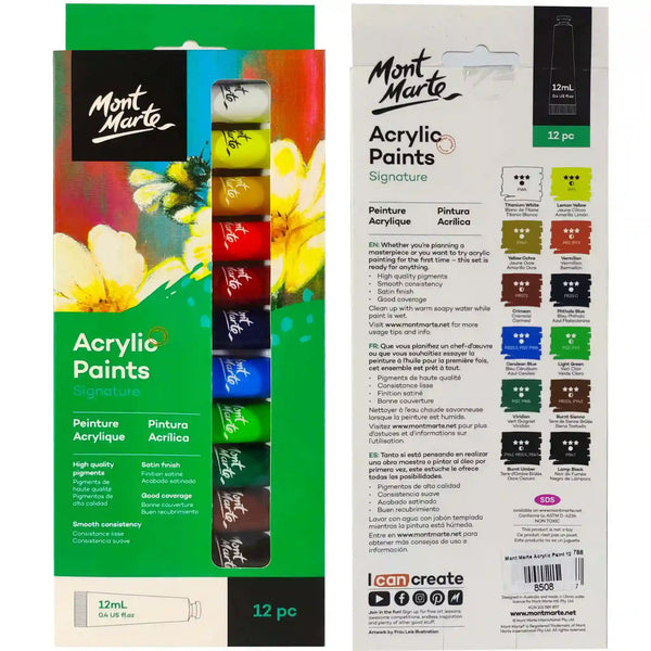 Mont Marte Acrylic Paints Signature 12pcs Set 81788 - Saleemi Book Depot in pakistan