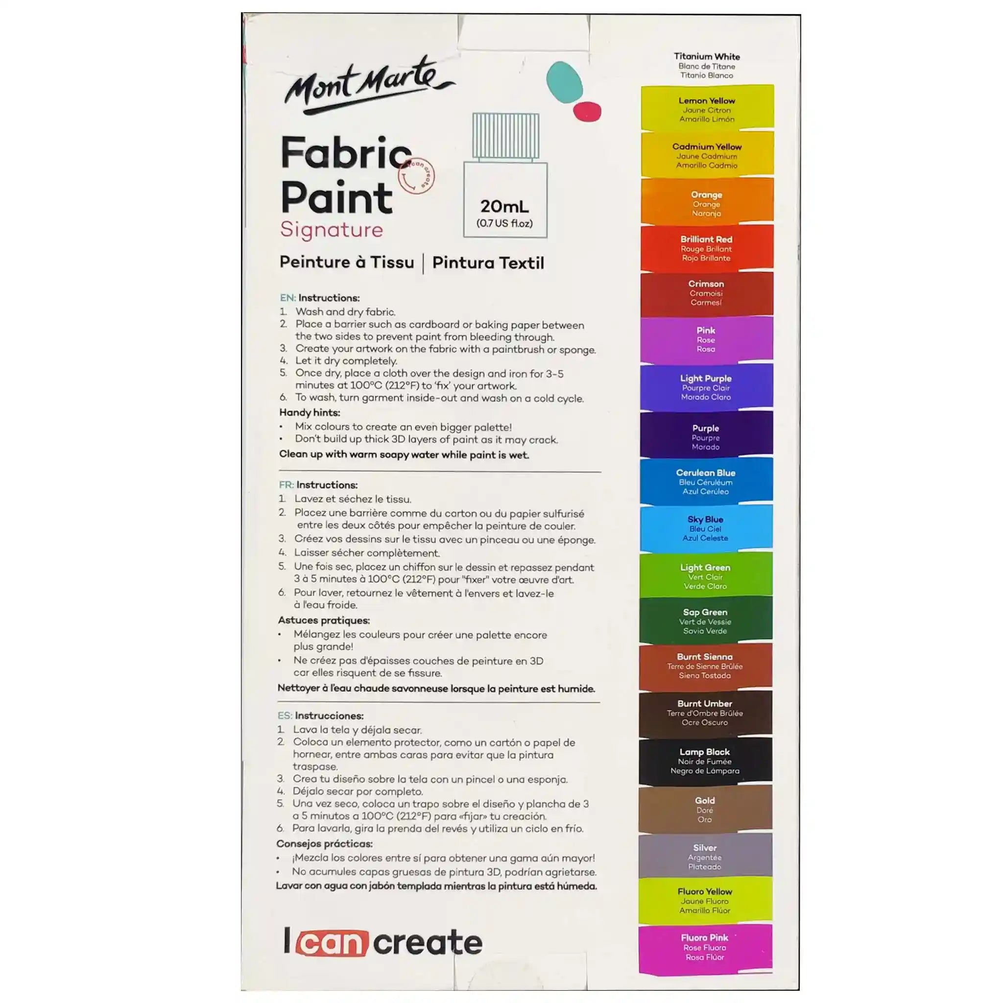 Mont Marte Fabric Paint 20ml Piece - Saleemi Book Depot in pakistan