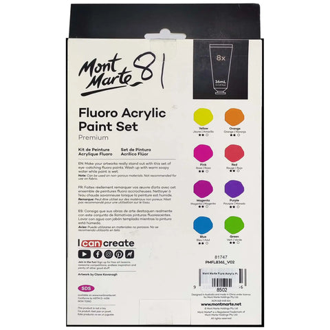 Mont Marte Flouro Acrylic Paint Set - Saleemi Book Depot in pakistan