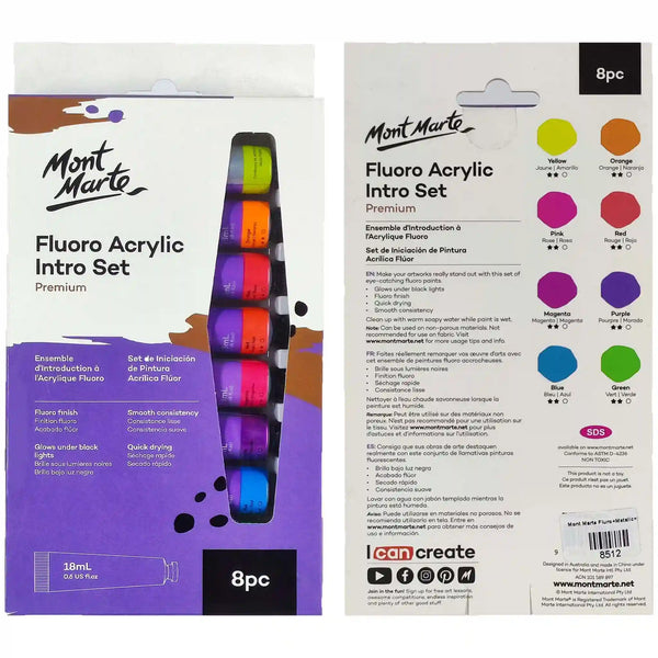 Mont Marte Flouro Acrylic Intro Premium 8pcs Set 81749