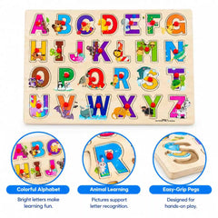Montessori Alphabet & Numbers Knobbed Puzzle Board