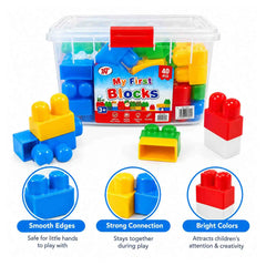 My First Blocks Plastic building block set 40 Pieces Jar