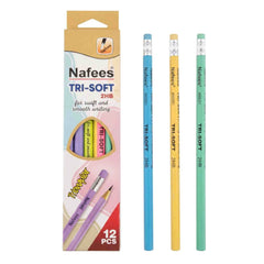 Nafees Tri-Soft 2HB Triangular Graphite Pencil 12Pcs Pack