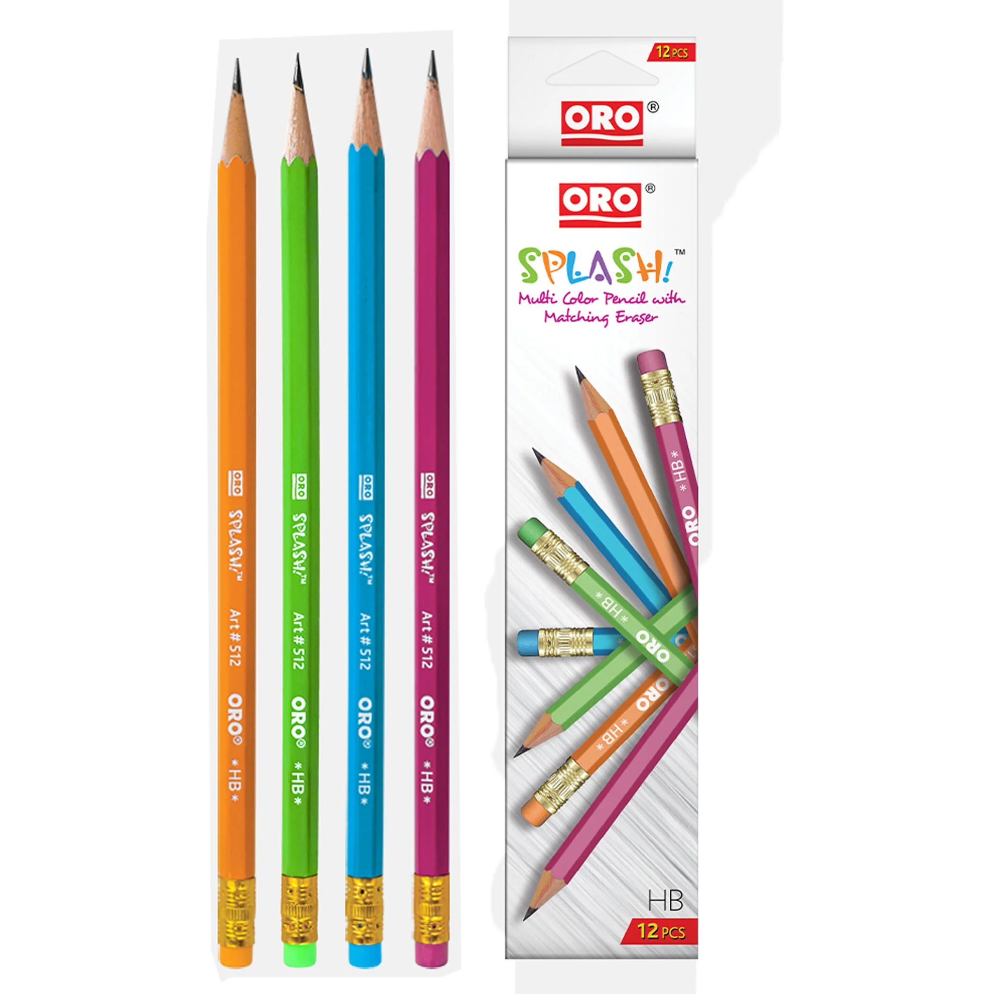 ORO Pencil Splash Art 512 12pcs - Saleemi Book Depot in pakistan