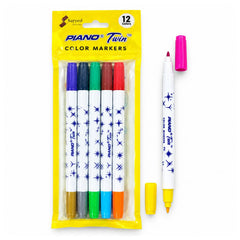 Piano Twin Colour Markers 6 Piece 12 Colour Set