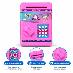 Pink Electronic Unicorn Piggy Bank and Toy Safe Box