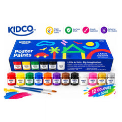 Poster Paints K12 Large 12x30ml Kidco