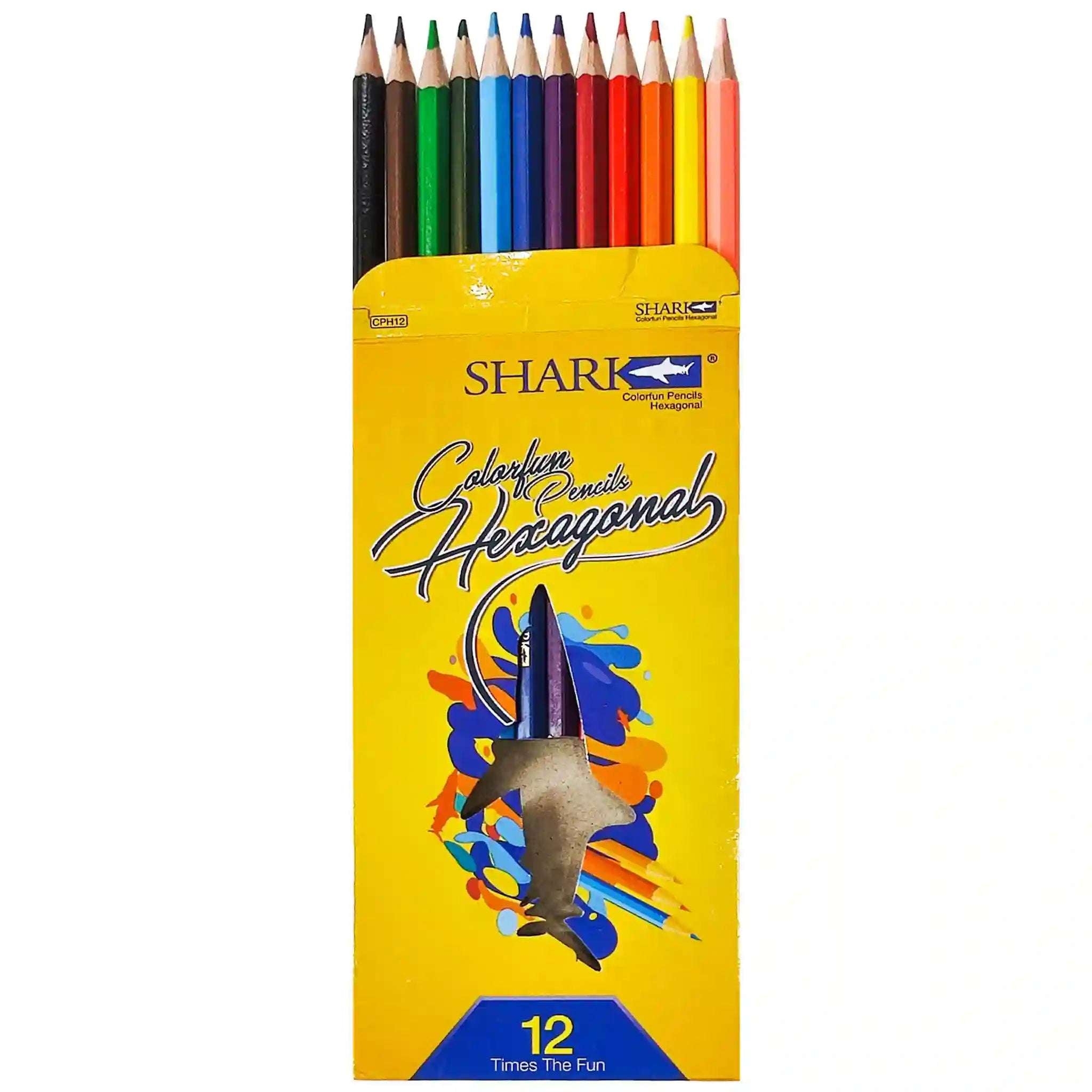 Shark 12 Colour Pencil Full Card CPH12 Pack - Saleemi Book Depot 