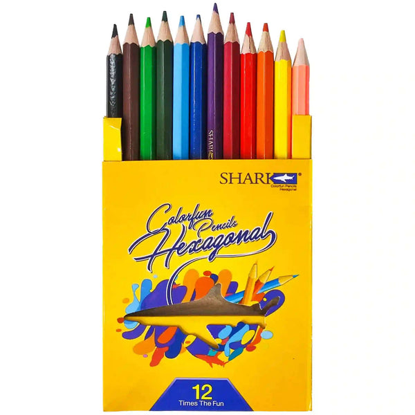 Shark 12 Colour Pencil Half Card CPH 1012 Pack - Saleemi Book Depot 