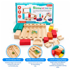 Stitching Ball Track Toys Wooden Marble Run Set for Kids