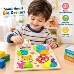 3D Wooden Animal Jigsaw Puzzle Montessori Educational Board