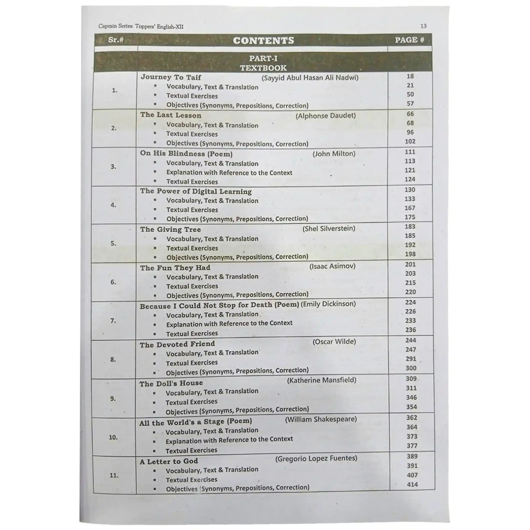 Toppers English Subjective + Objective 12 Captain Series