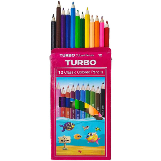 Turbo 12 Colour Pencil Full Card 2400 - Saleemi Book Depot 
