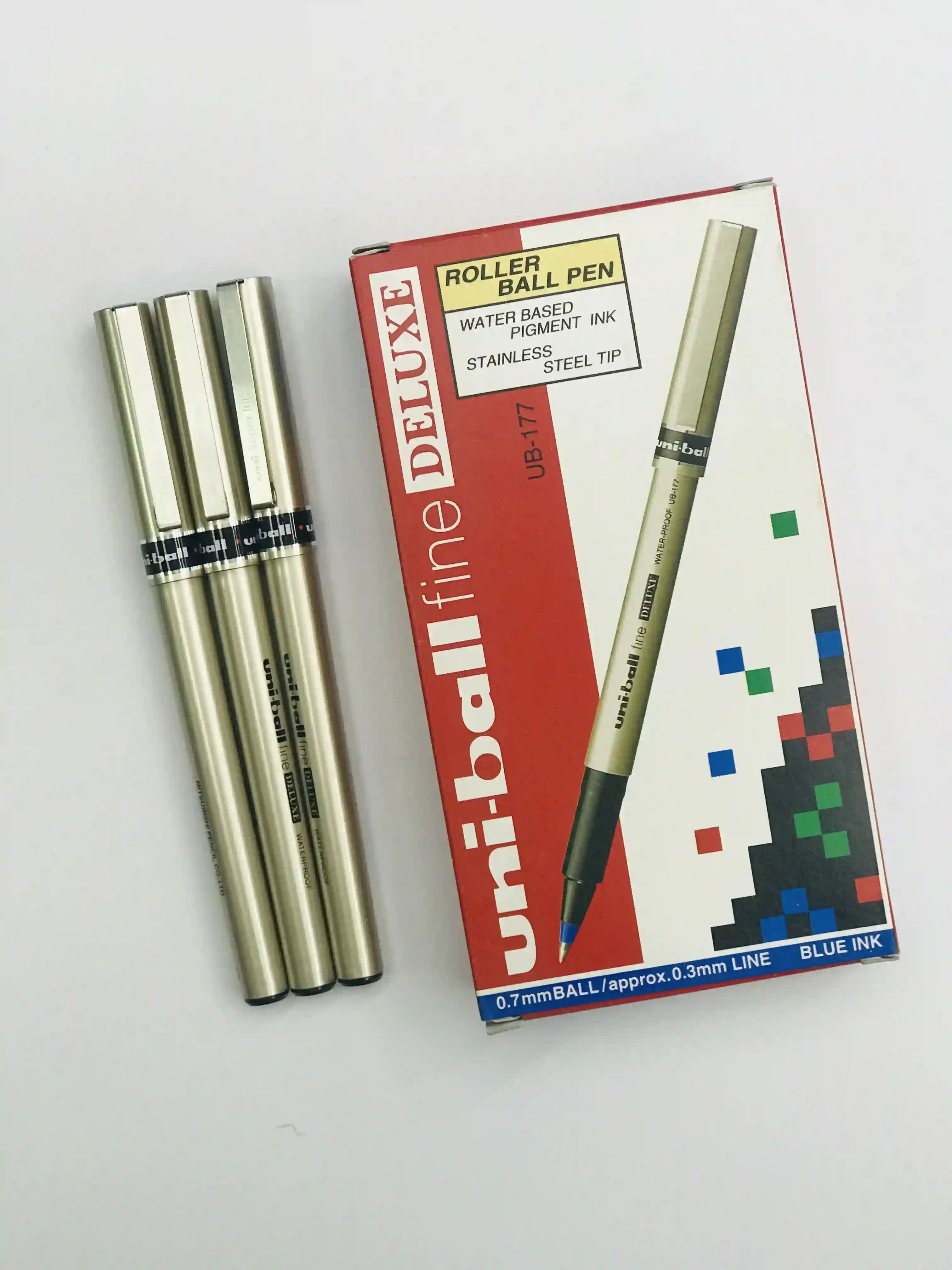 Uni ball fine Deluxe UB 177 Blue Water Proof Pen - Saleemi Book Depot in pakistan