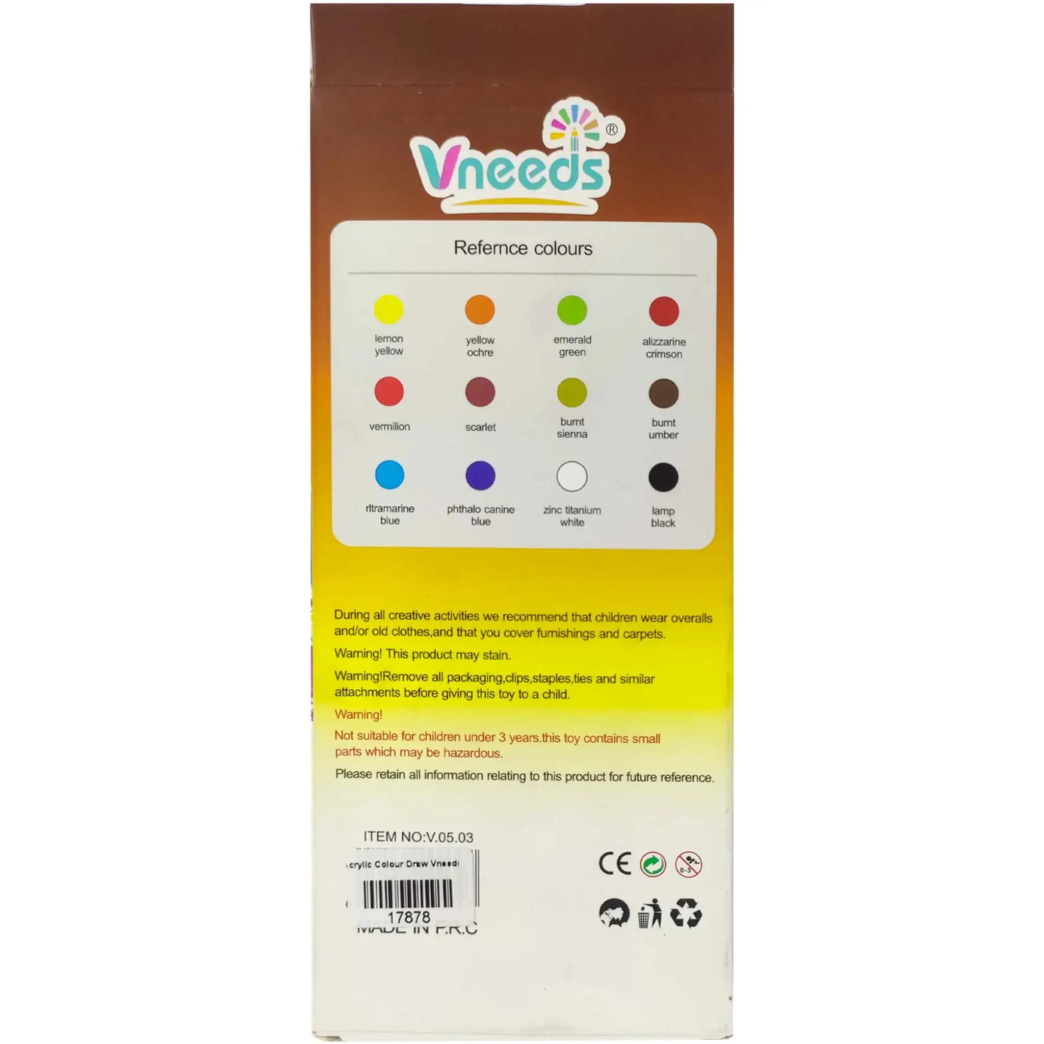 Vneeds Acrylic Colours 12pcs Pack - Saleemi Book Depot in pakistan