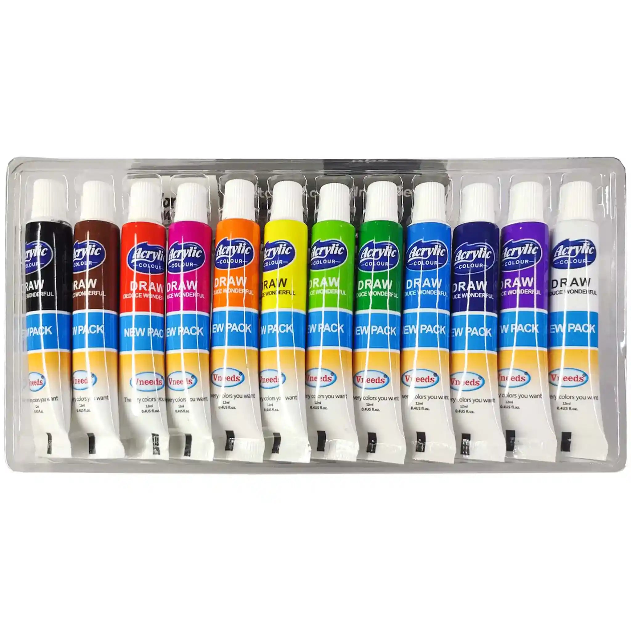 Vneeds Acrylic Colours 12pcs Pack - Saleemi Book Depot in pakistan