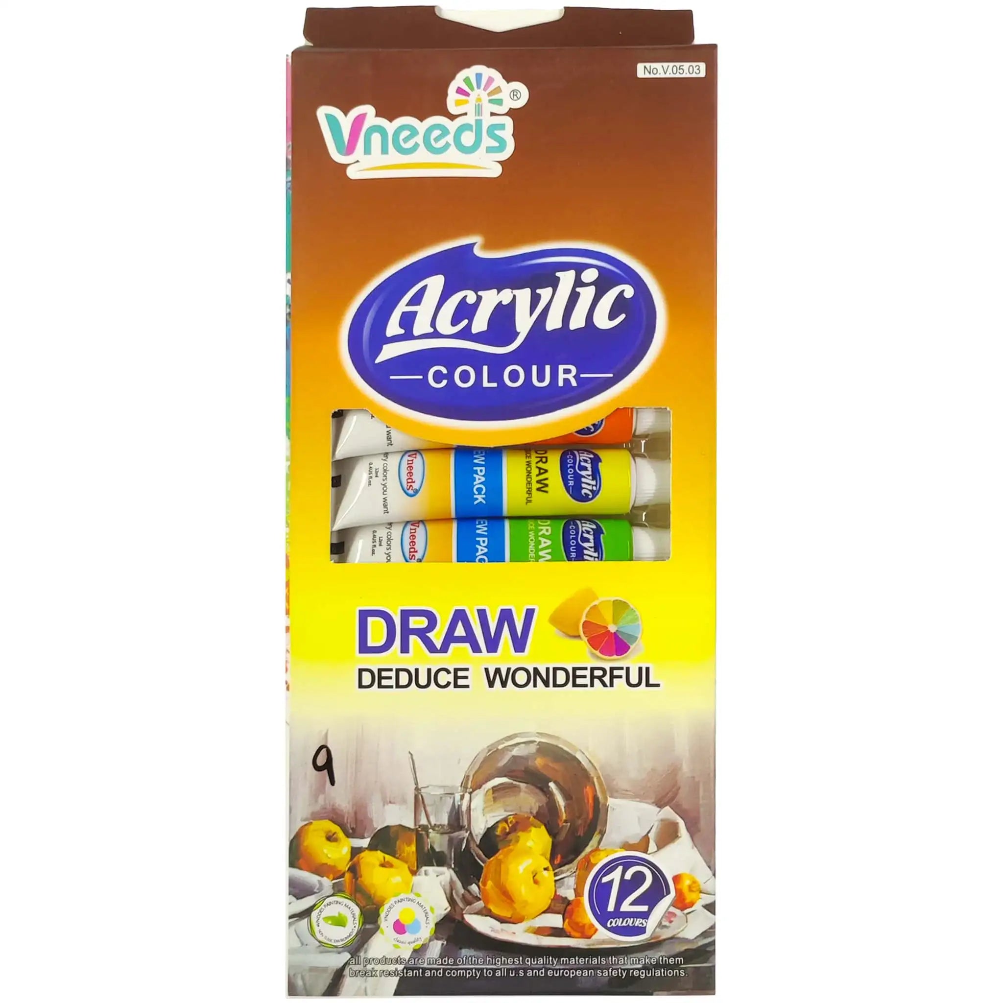 Vneeds Acrylic Colours 12pcs Pack - Saleemi Book Depot in pakistan