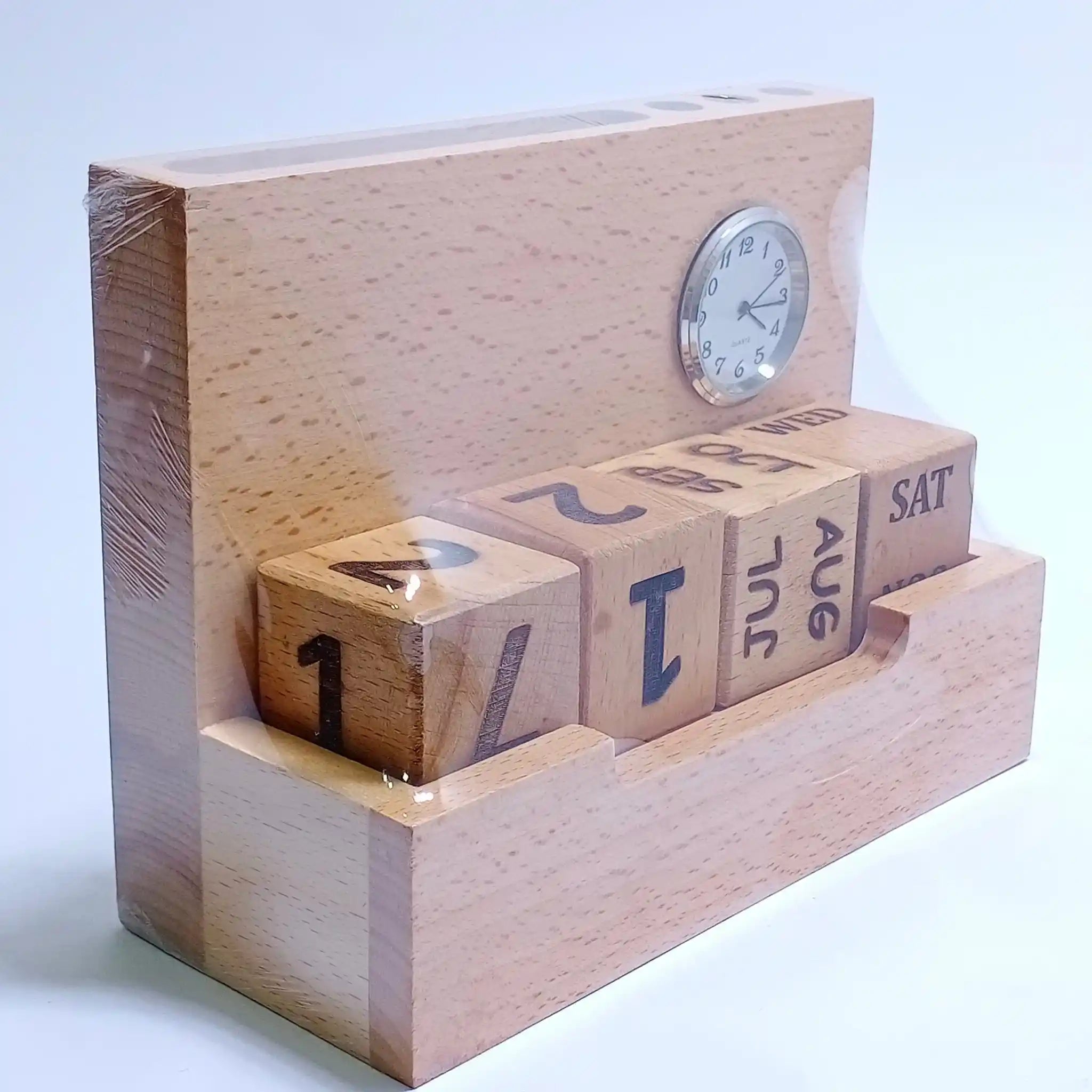 Watch+ Calendar Wooden Pen & Stationary Stand - Saleemi Book Depot in pakistan