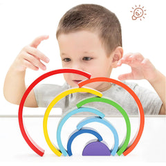 Wooden Rainbow Stacking Toy - Saleemi Book Depot in pakistan