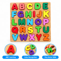 Wooden 3D Alphabet Numbers Shapes Board Puzzle