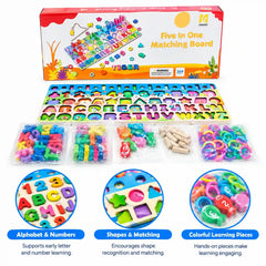 Wooden 5-in-1 Montessori Matching Board