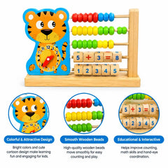 Wooden Clock Calculating Frames 4-in-1 Learning Abacus