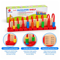 Wooden Double-Sided Vertical Abacus 1+1 Calculation Shelf