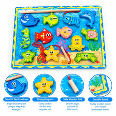 Wooden Ocean Themed Magnetic Fishing Puzzle