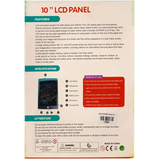 Writing Tablet LCD Panel 10" Inch - Saleemi Book Depot 